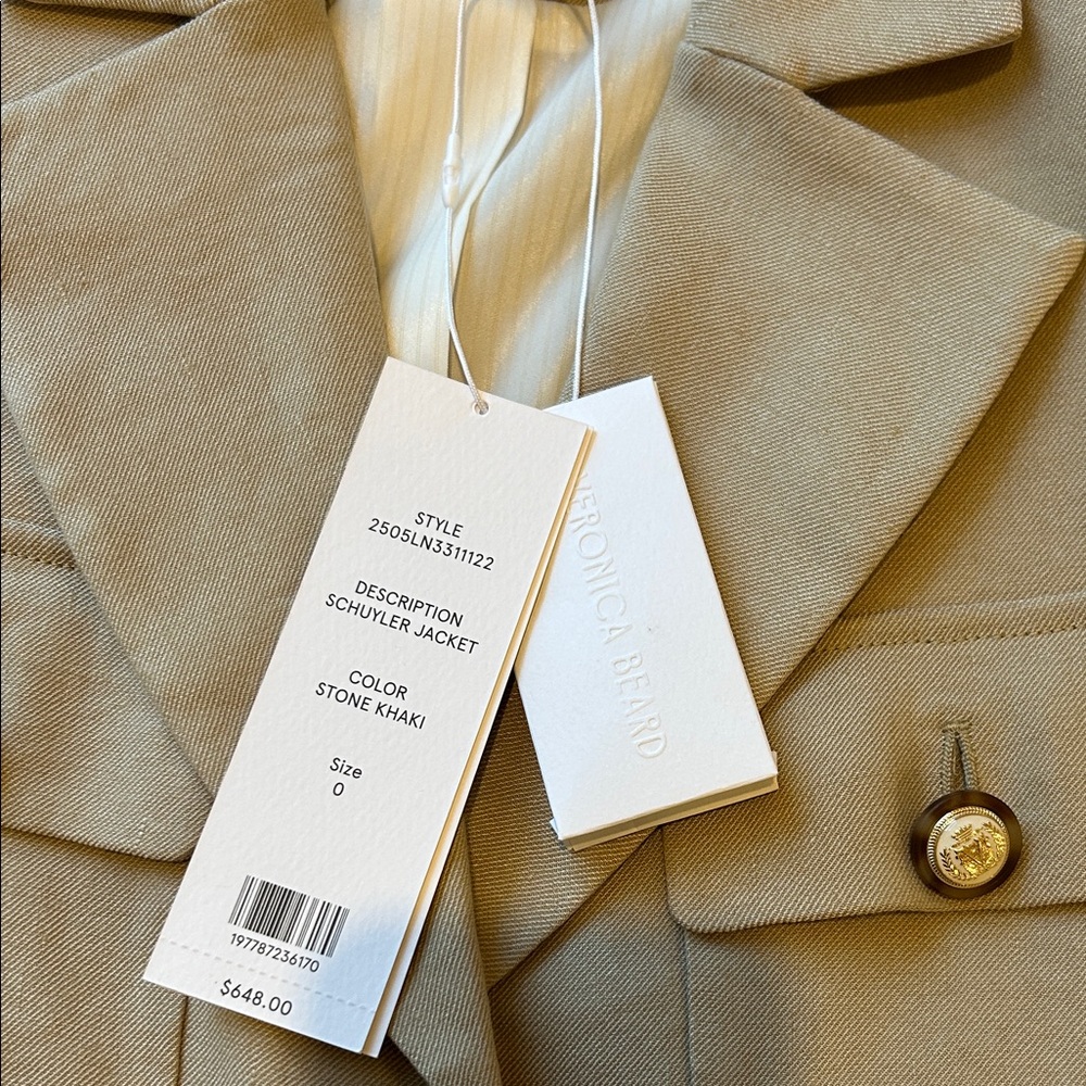 Veronica Beard Schuyler Blazer in Khaki with Gold Buttons - Picture 2 of 3